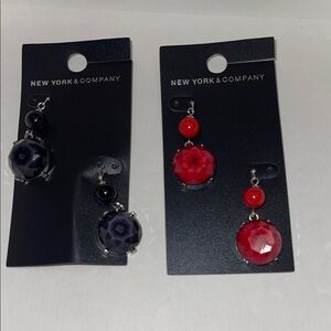 New York & Company , black and red earrings, (you will get the two pairs)